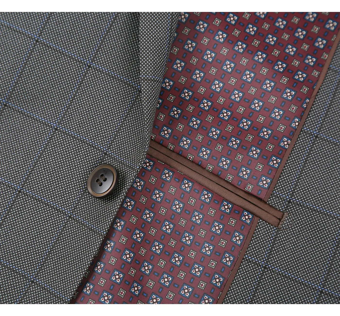 292-2 Men's Two Piece Classic Fit Windowpane Check Dress Suit - Image 6