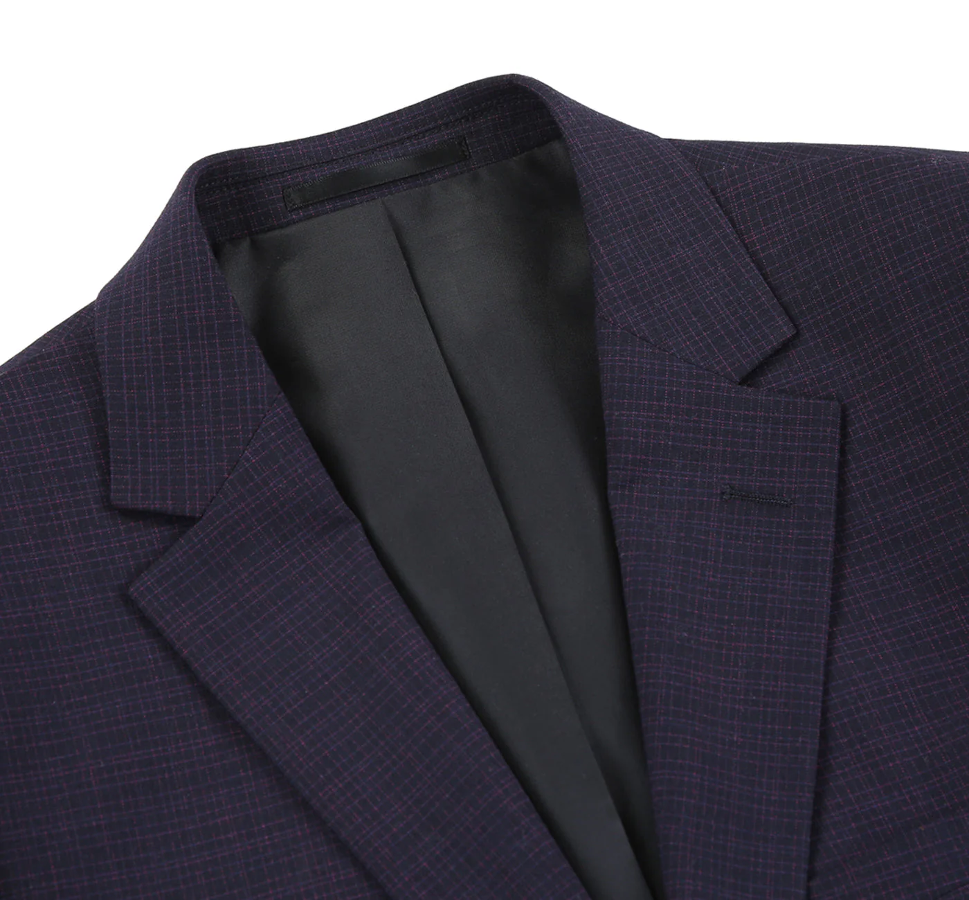 293-13 Men's Classic Fit Single Breasted Black Micro Check Notch Lapel Suits - Image 4
