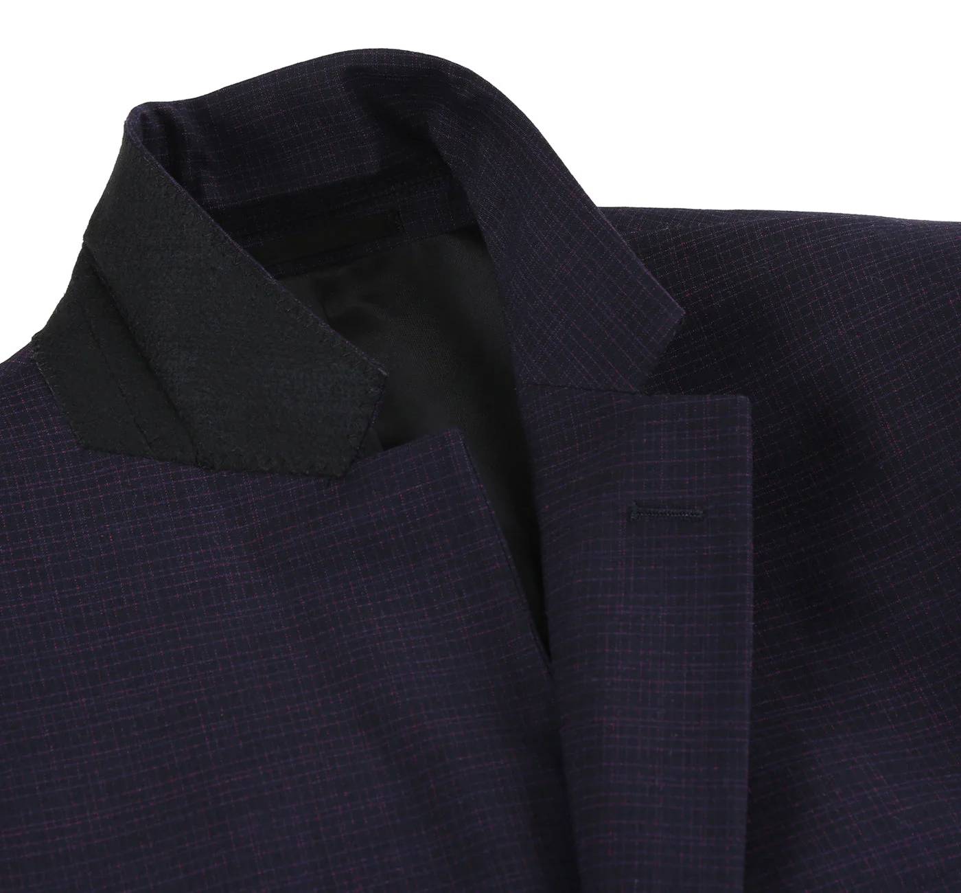 293-13 Men's Classic Fit Single Breasted Black Micro Check Notch Lapel Suits - Image 5