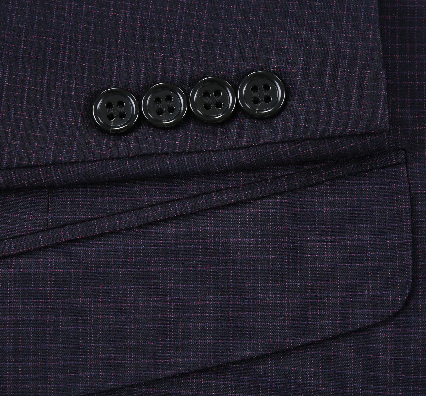 293-13 Men's Classic Fit Single Breasted Black Micro Check Notch Lapel Suits - Image 8