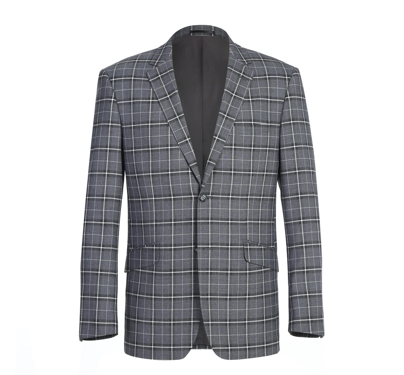 293-14 Men's Classic Fit Single Breasted Grey & White Check Suits - Image 2