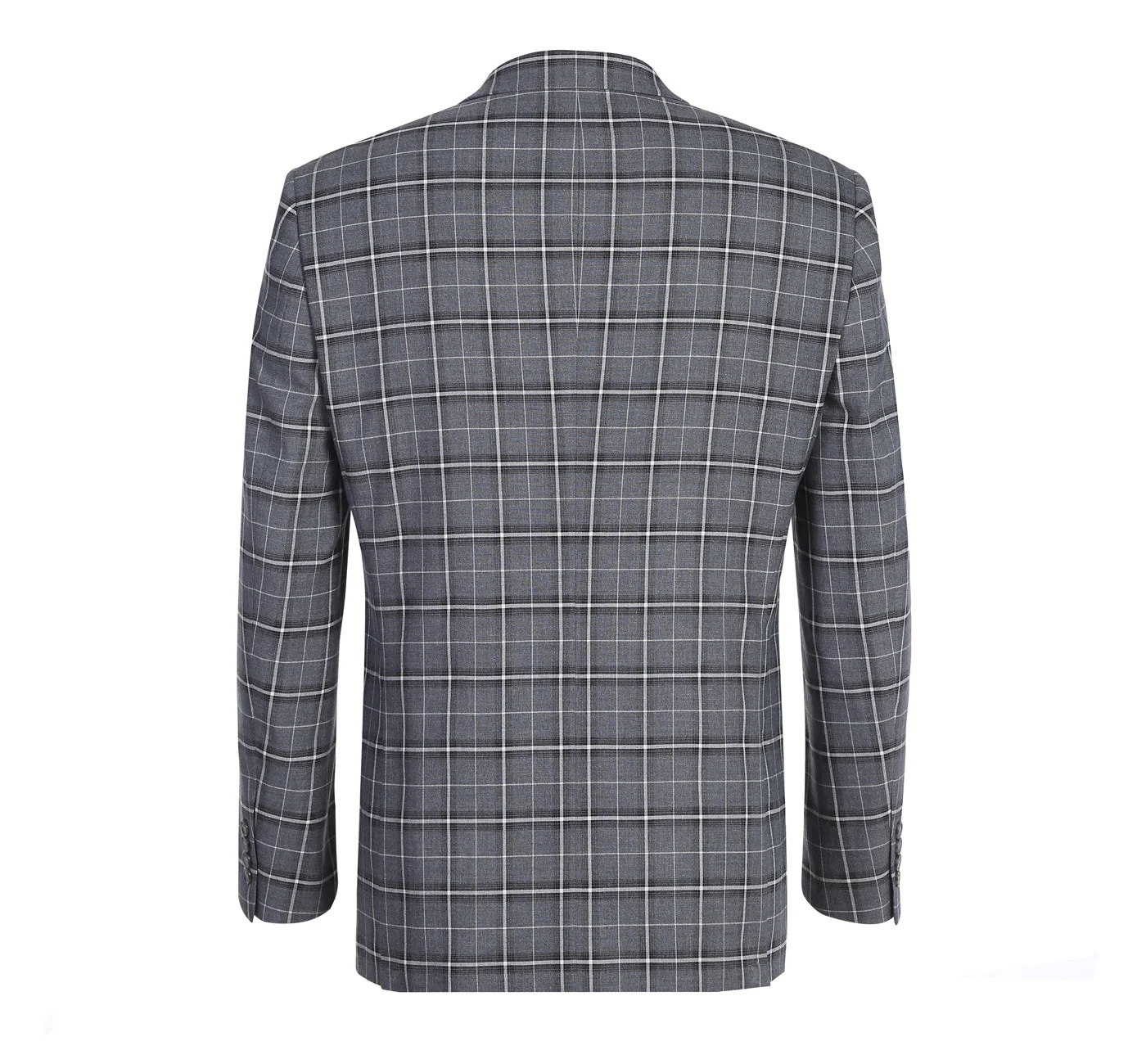 293-14 Men's Classic Fit Single Breasted Grey & White Check Suits - Image 3