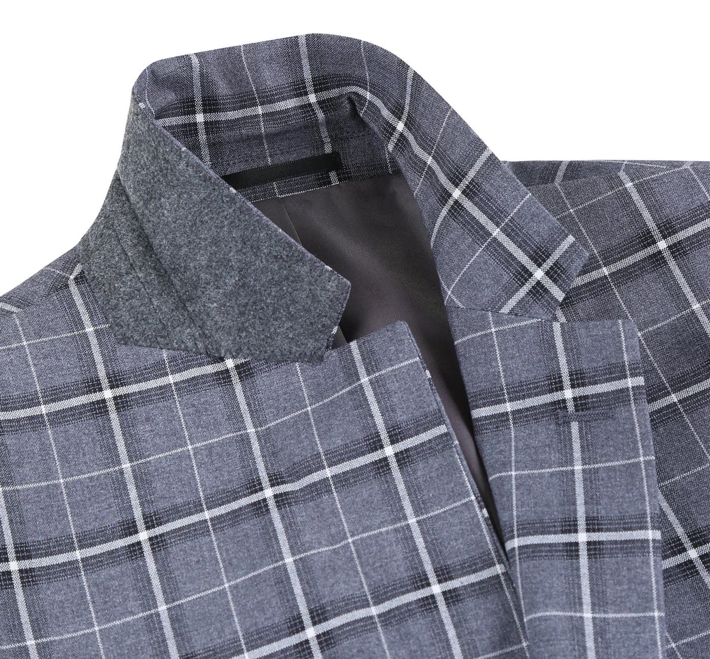 293-14 Men's Classic Fit Single Breasted Grey & White Check Suits - Image 5