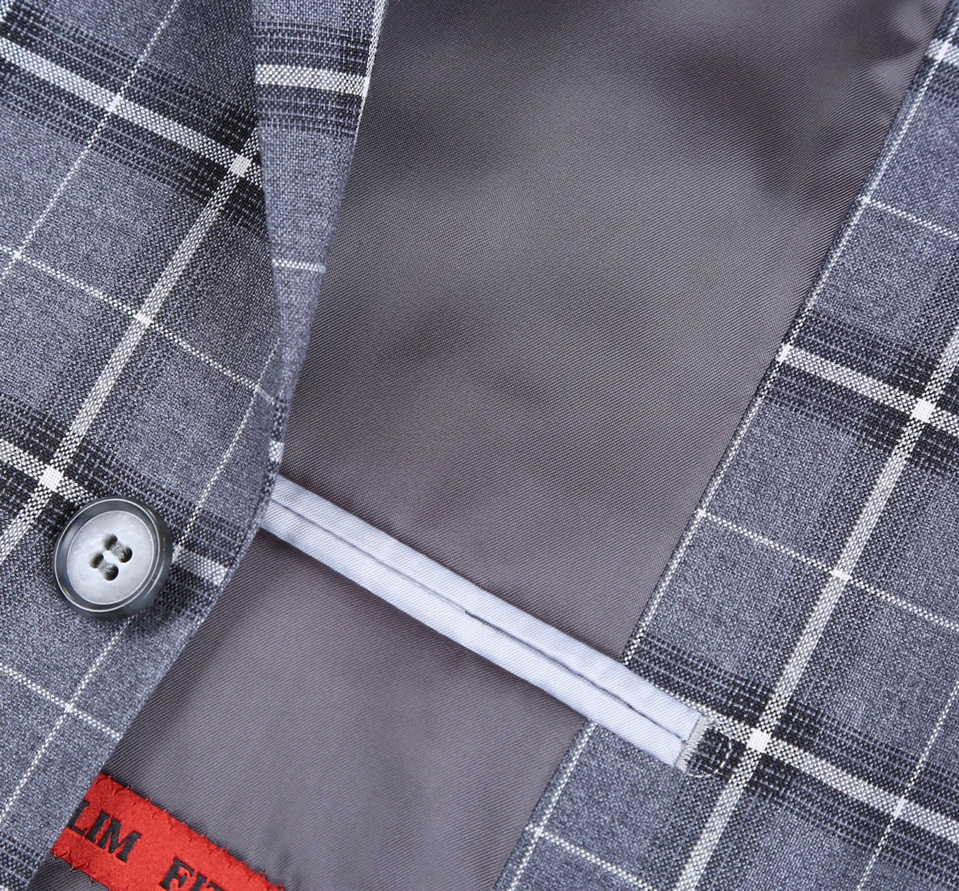 293-14 Men's Classic Fit Single Breasted Grey & White Check Suits - Image 7