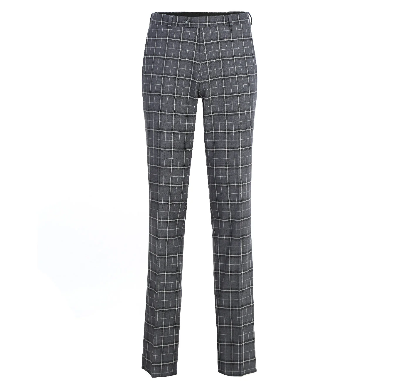 293-14 Men's Classic Fit Single Breasted Grey & White Check Suits - Image 9