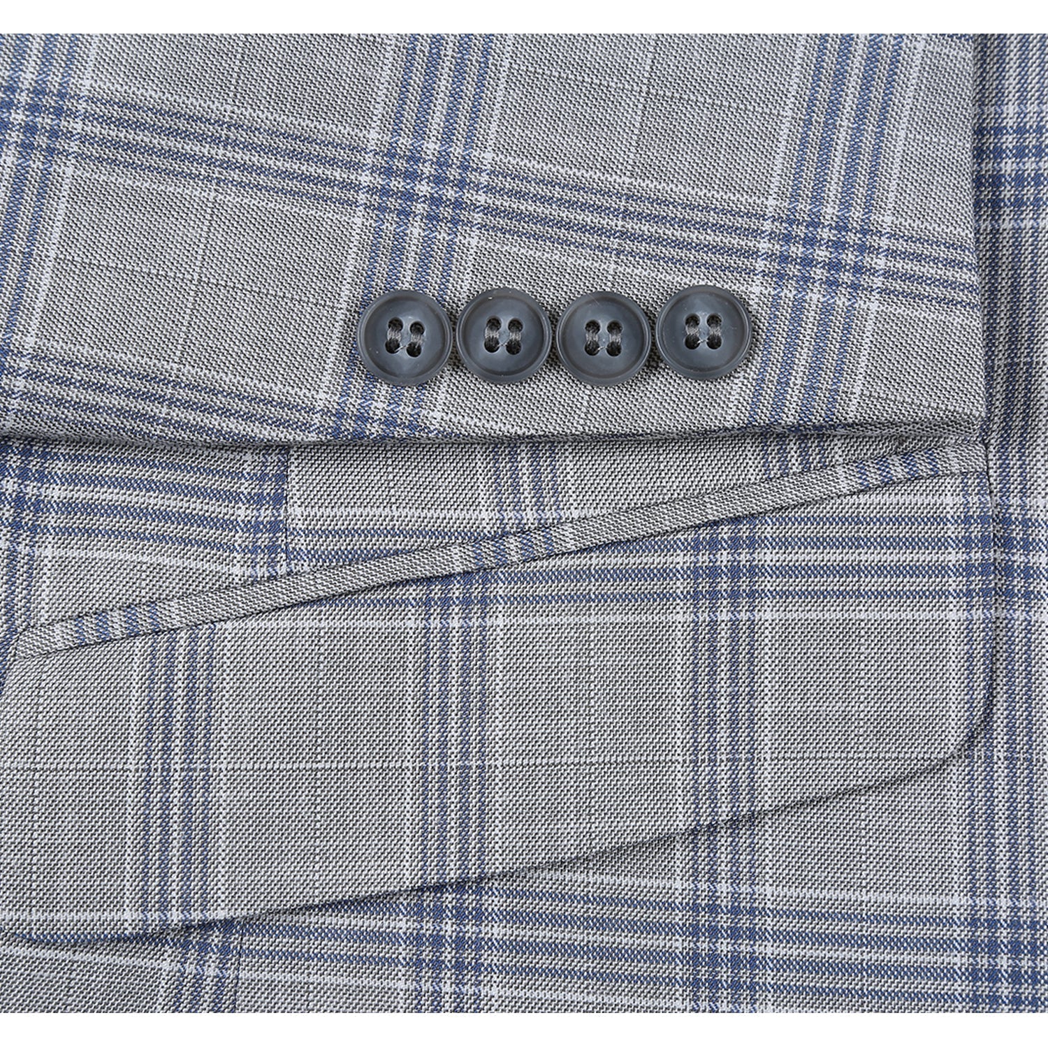 293-15 Men's Slim Fit Notch Lapels Light Gray Check Suits - Image 4
