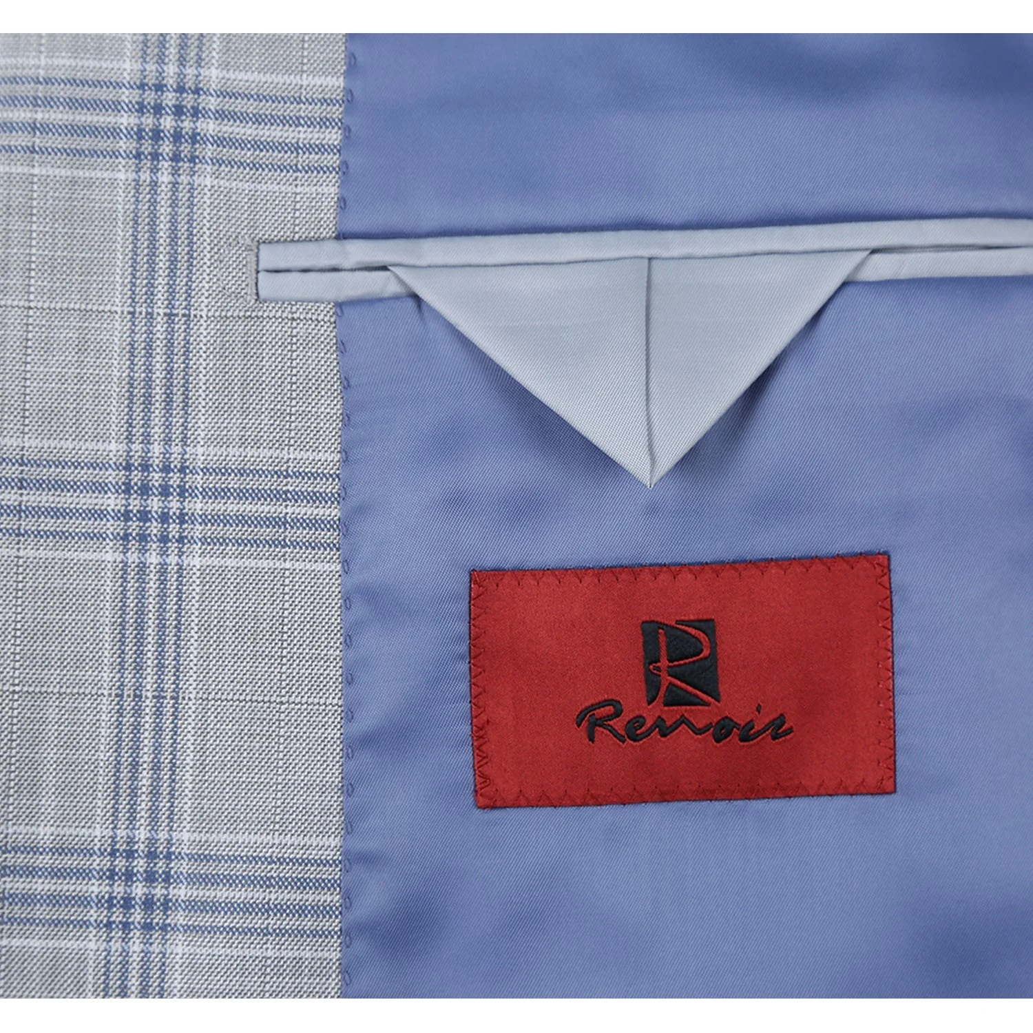 293-15 Men's Slim Fit Notch Lapels Light Gray Check Suits - Image 5