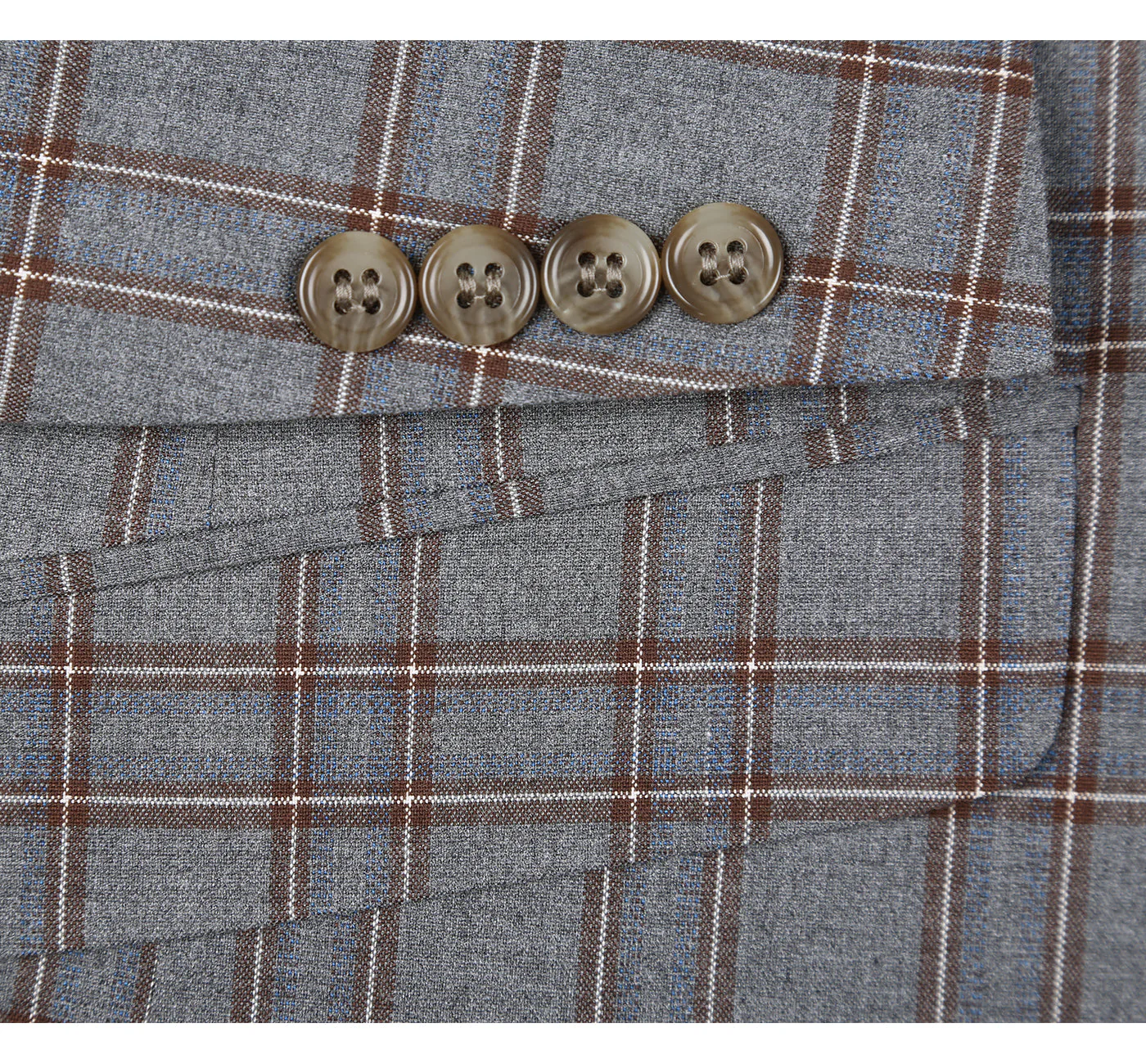 293-7 Men's Two Piece Slim Fit Stretch Windowpane Check Dress Suit - Image 5