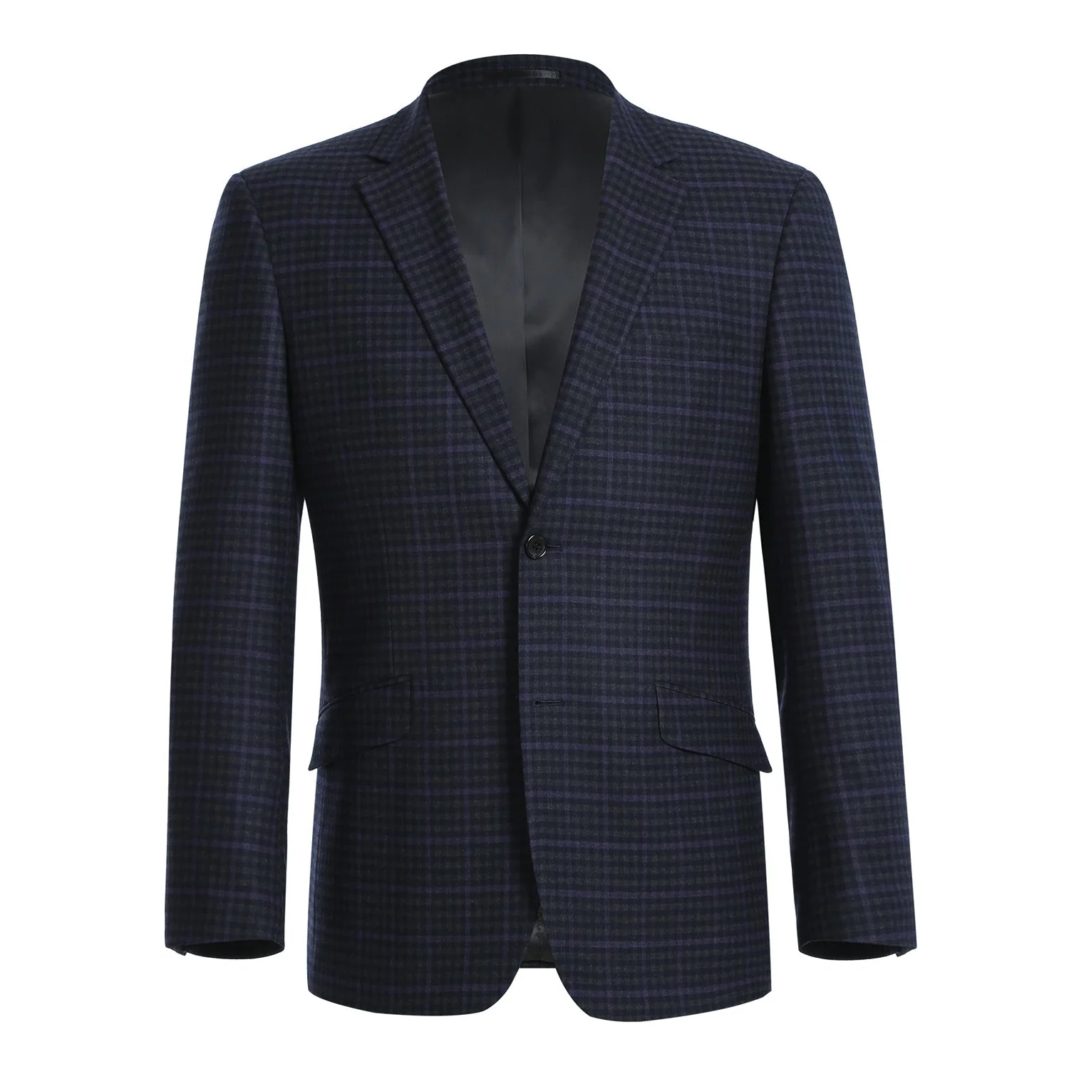 562-6 Men's Slim Fit Wool Stretch Checked Suits - Image 2