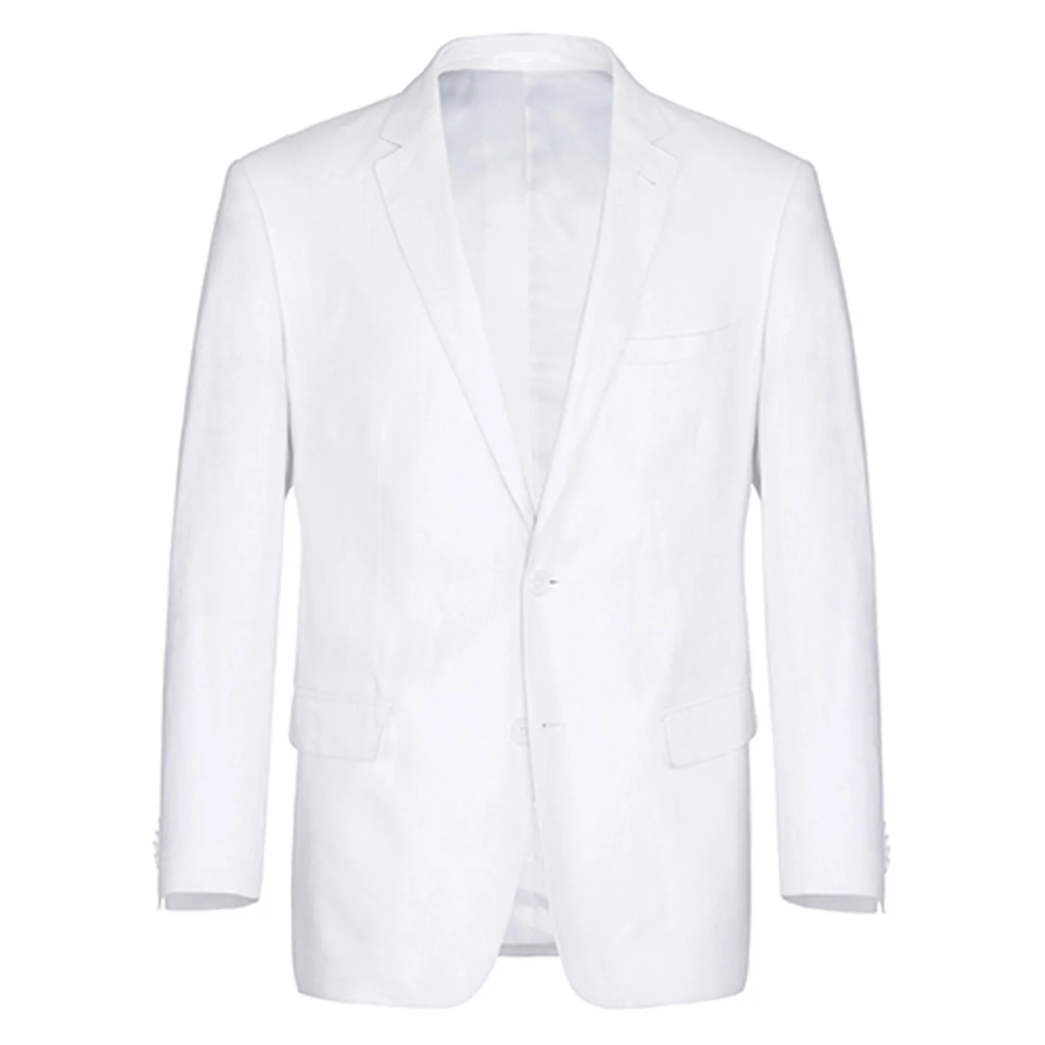 601-20 Men's Notch Lapels White Solid Linen Suits - Image 2