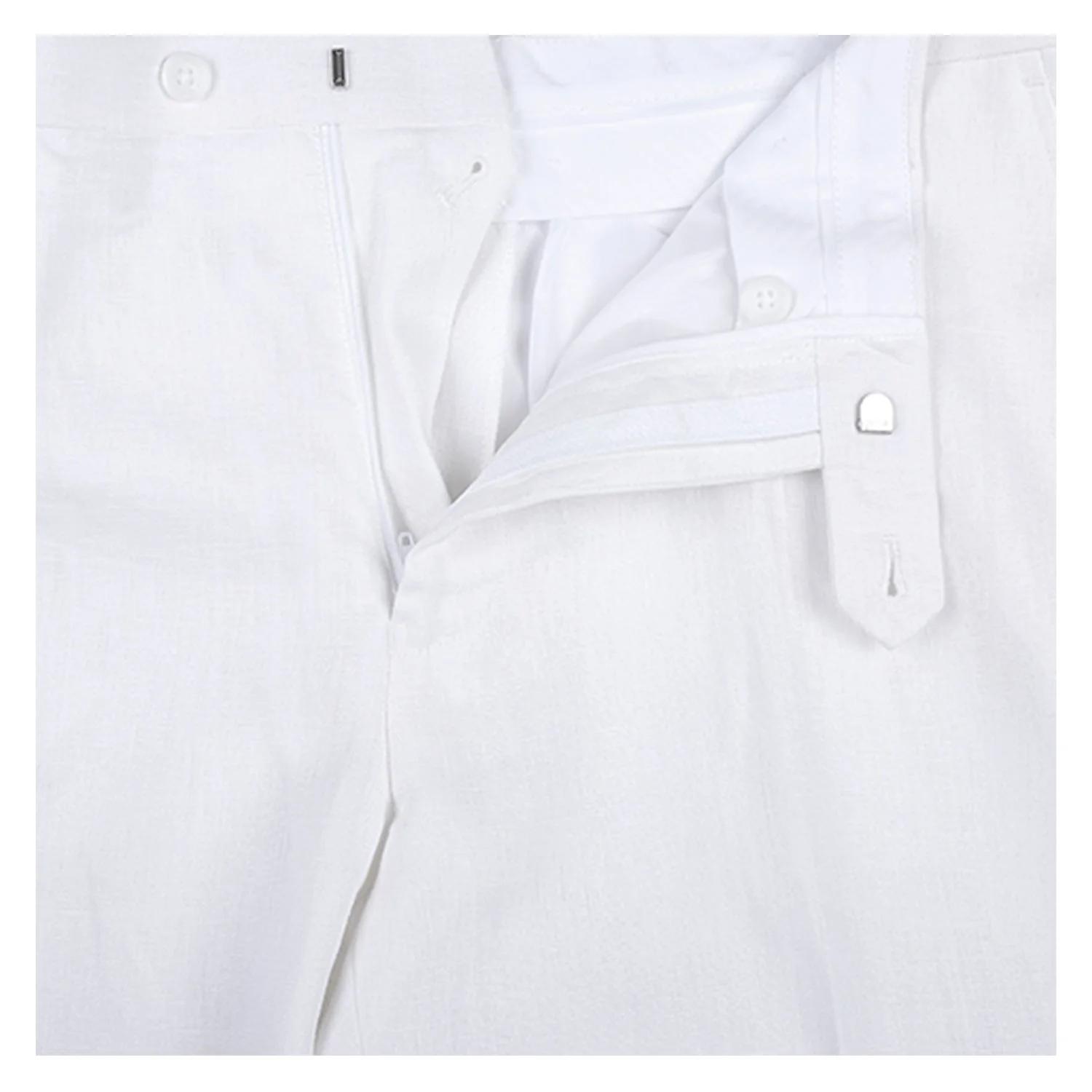 601-20 Men's Notch Lapels White Solid Linen Suits - Image 7