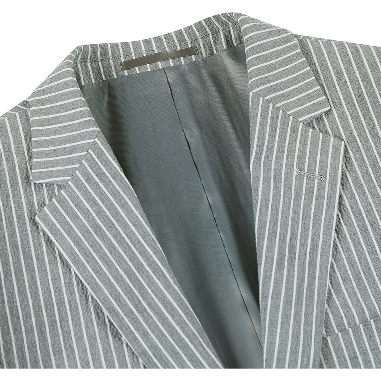 611-1 Men's Slim Fit Notch Lapels Gray Stripe Cotton Suits - Image 3