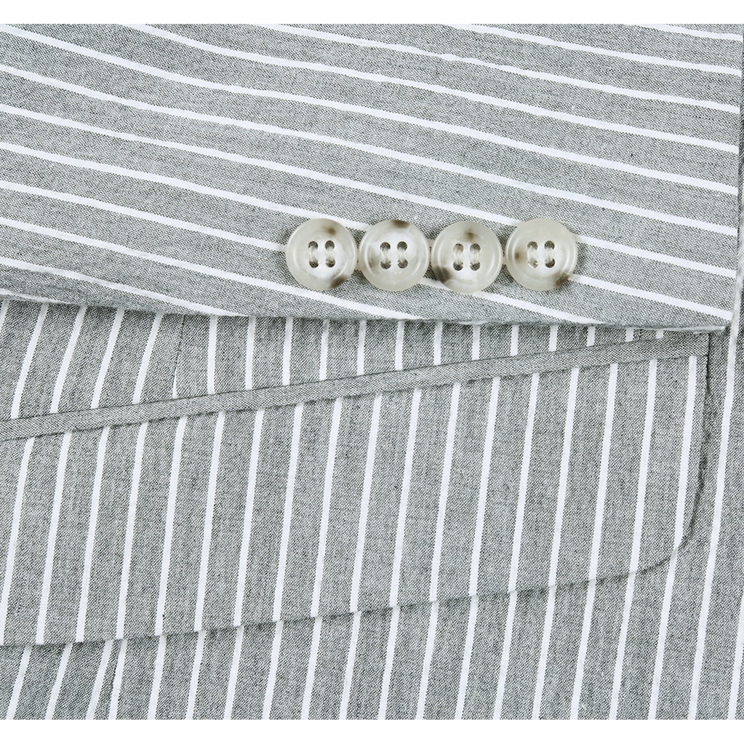 611-1 Men's Slim Fit Notch Lapels Gray Stripe Cotton Suits - Image 4