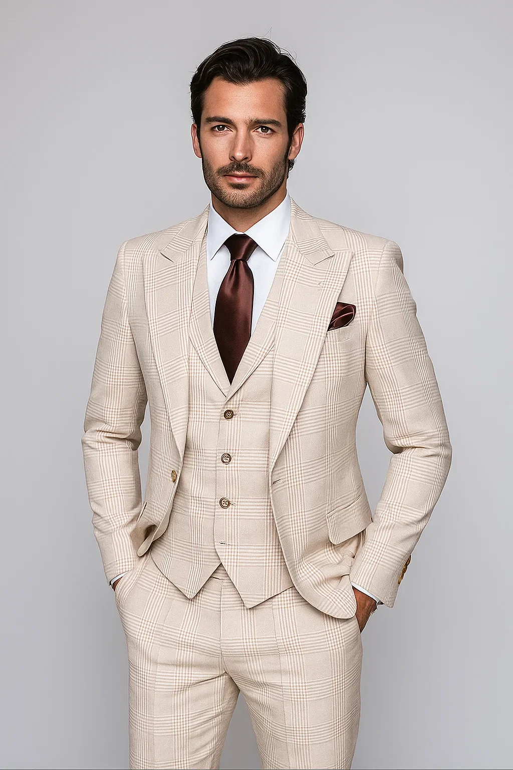 Suits With Baggy Pleated Pants - Wide Leg Pants 100% Wool - Classic Fit inac by Rossiman