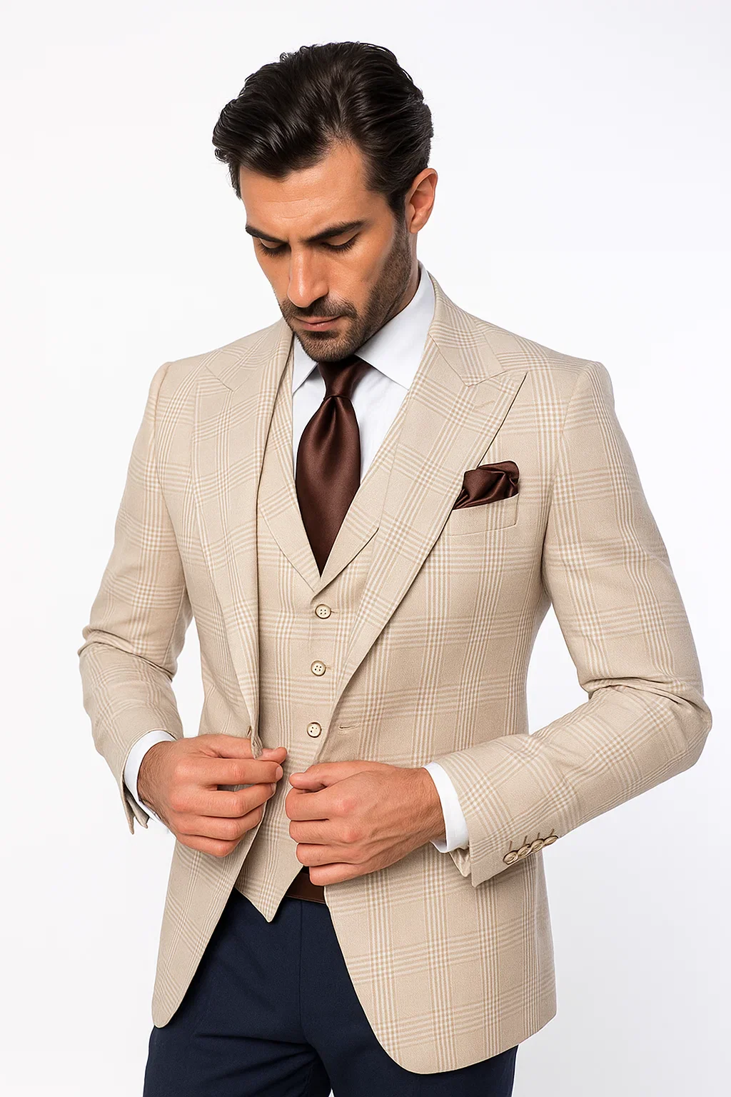 Suits With Baggy Pleated Pants - Wide Leg Pants 100% Wool - Classic Fit inac by Rossiman - Image 5