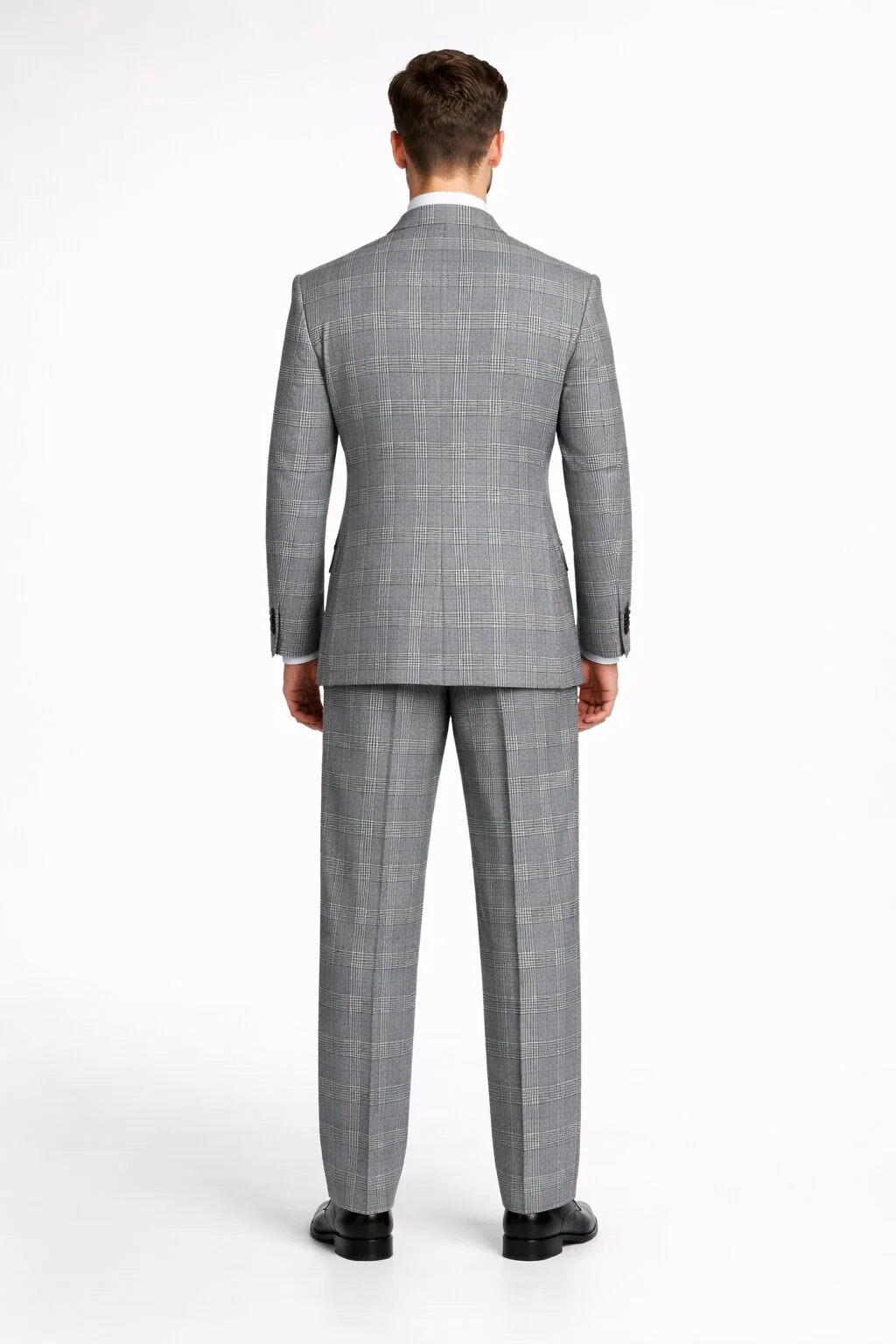 Suits With Baggy Pleated Pants - Wide Leg Pants 100% Wool - Classic Fit in Black and White Plaid Color by Rossiman - Image 2
