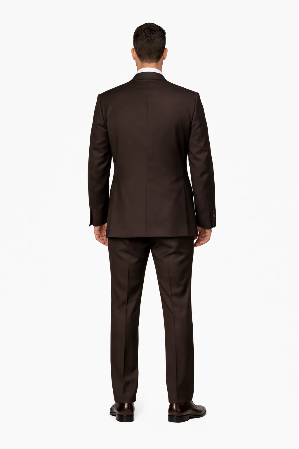 Suits With Baggy Pleated Pants - Wide Leg Pants 100% Wool - Classic Fit in Brown One Button 3 Piece Suit  by Rossiman - Image 2