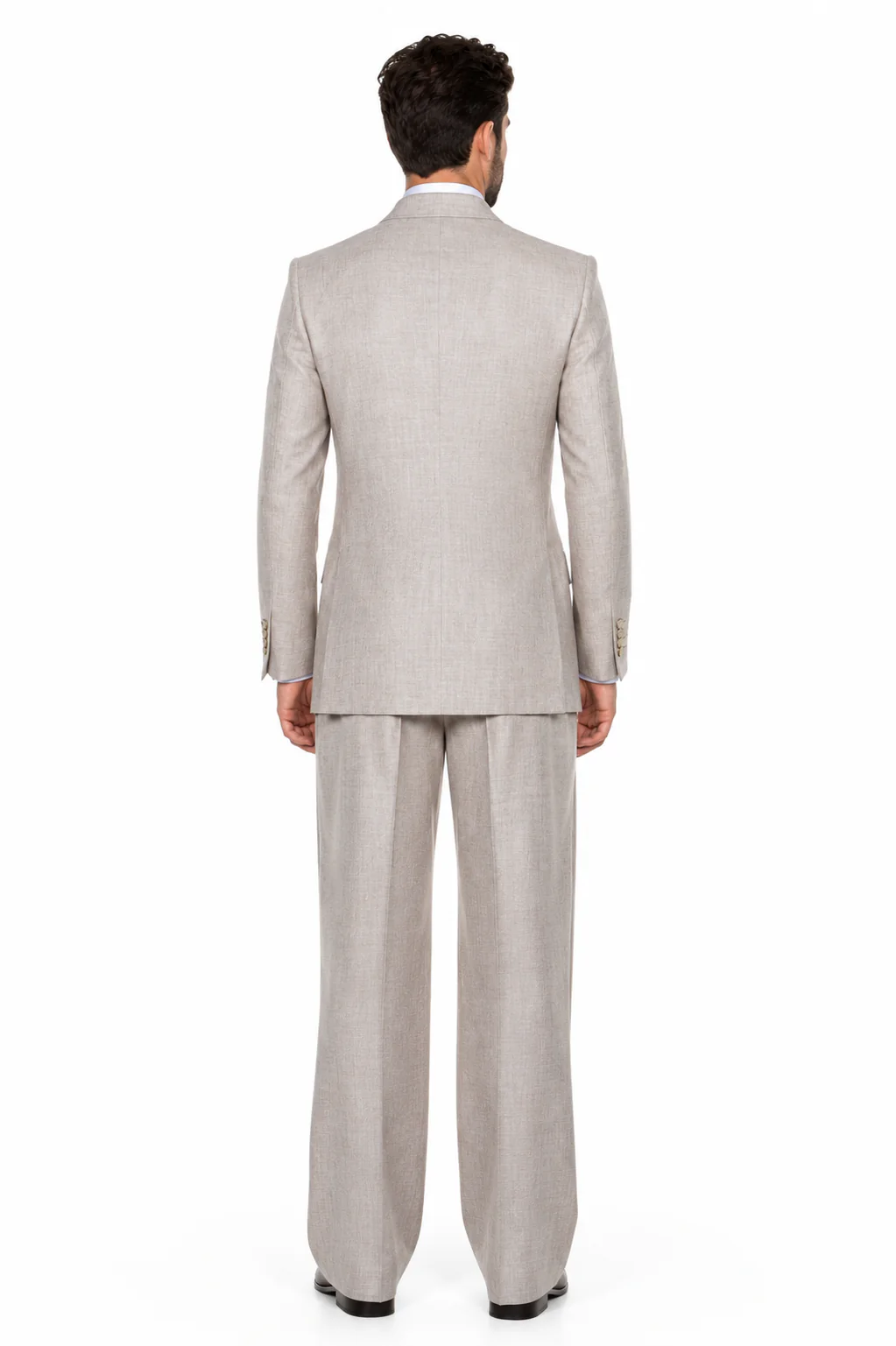 Suits With Baggy Pleated Pants - Wide Leg Pants 100% Wool - Classic Fit in  Light Brown Color by Rossiman - Image 2