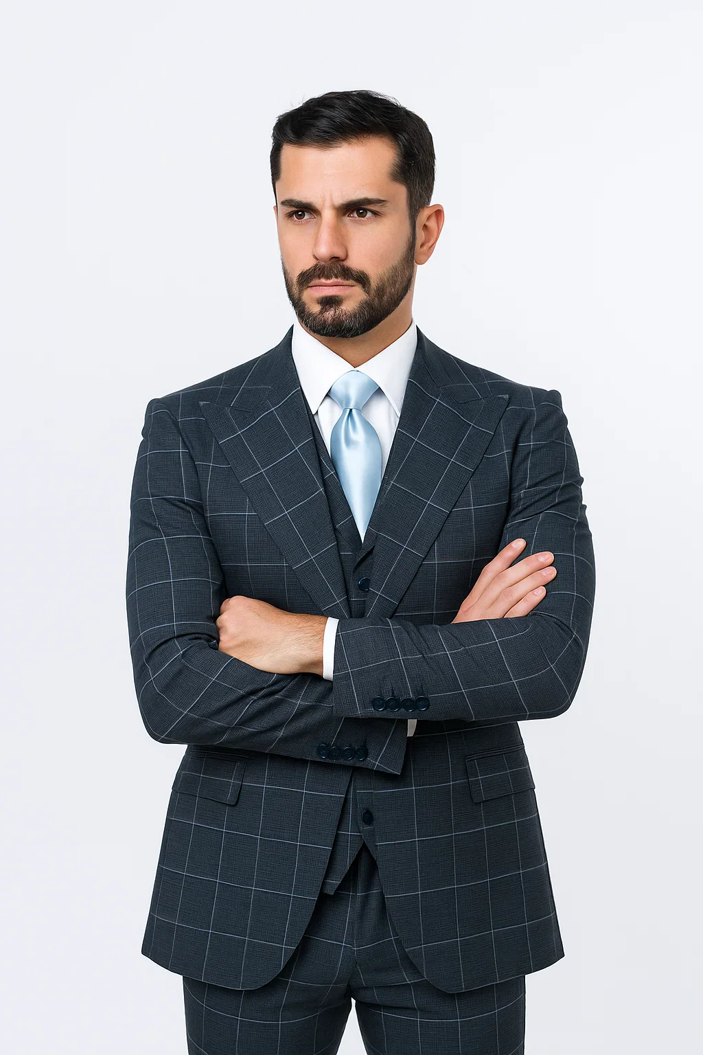 Suits With Baggy Pleated Pants - Wide Leg Pants 100% Wool - Classic Fit in Navy by Rossiman - Image 3