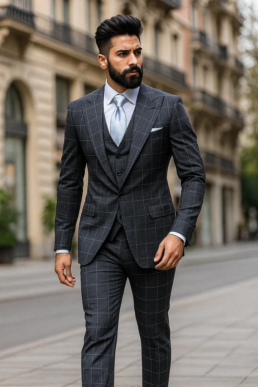 Suits With Baggy Pleated Pants - Wide Leg Pants 100% Wool - Classic Fit in Navy by Rossiman - Image 8