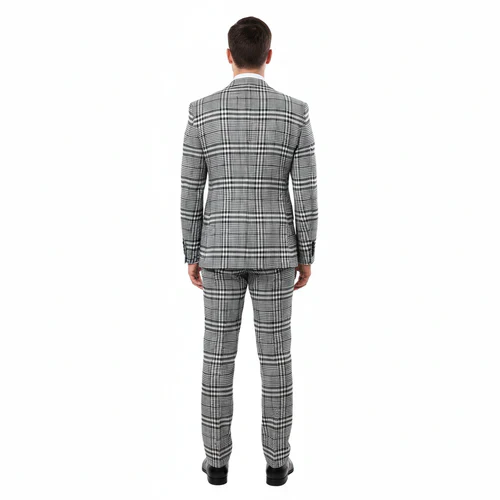 Suits With Baggy Pleated Pants - Wide Leg Pants 100% Wool - Classic Fit in One Button 3 Piece Suit by Rossiman - Image 2