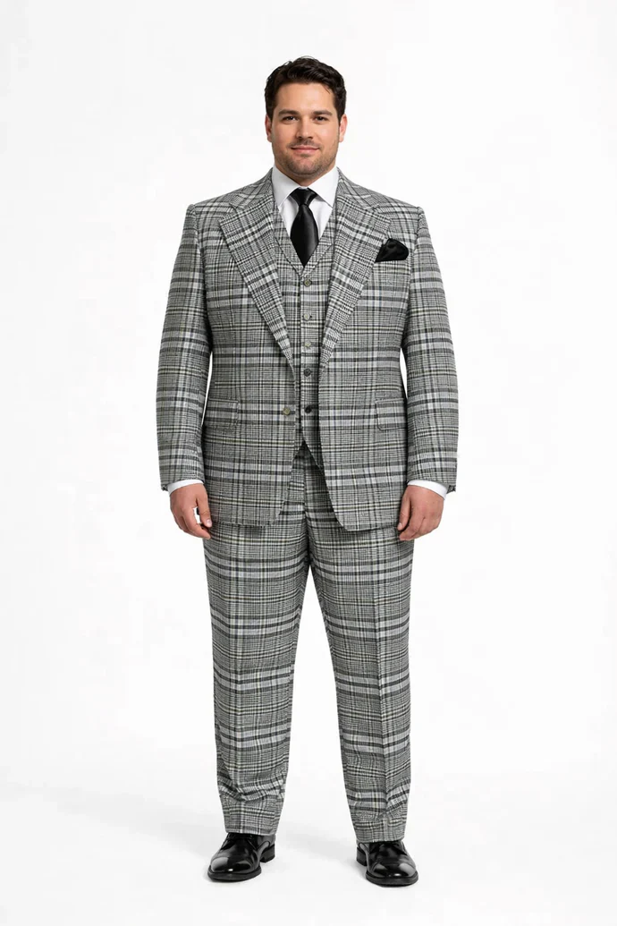Suits With Baggy Pleated Pants - Wide Leg Pants 100% Wool - Classic Fit in One Button 3 Piece Suit by Rossiman - Image 8