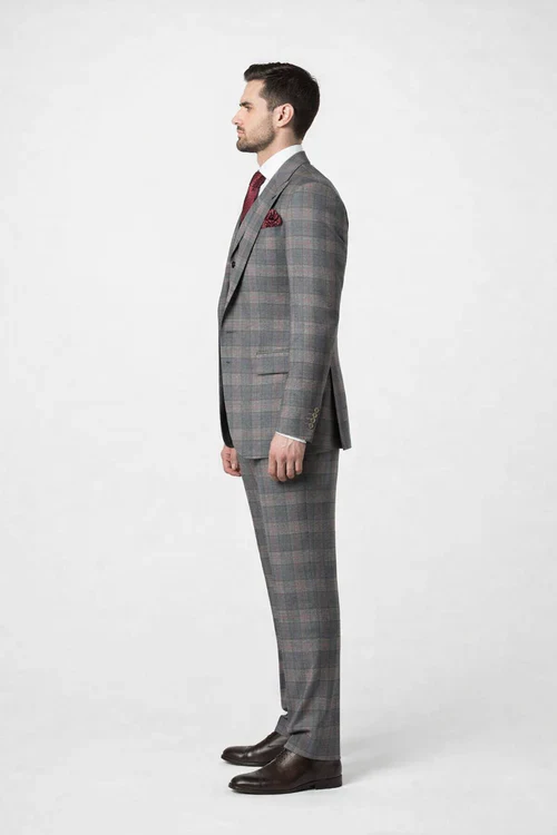 Suits With Baggy Pleated Pants - Wide Leg Pants 100% Wool - Classic Fit Single Breast Lapel Vest by Rossiman - Image 4