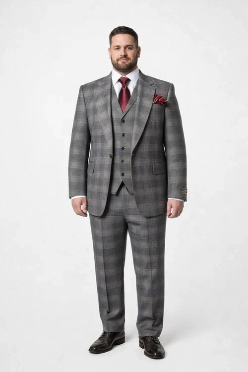 Suits With Baggy Pleated Pants - Wide Leg Pants 100% Wool - Classic Fit Single Breast Lapel Vest by Rossiman - Image 6