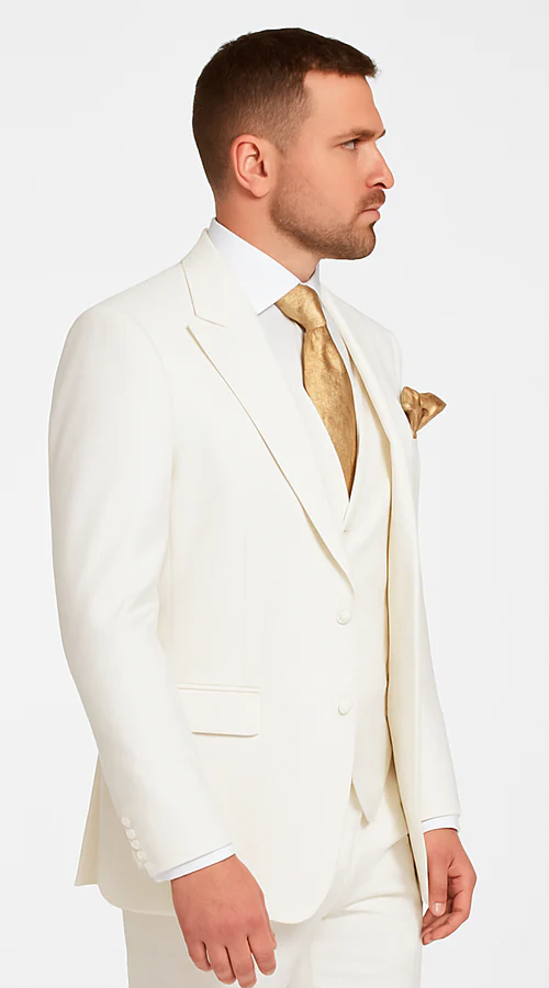 Tailored Men’s Suit in Winter White – Rossi Man ELI RM202 Formal 3-Piece Set - Image 3