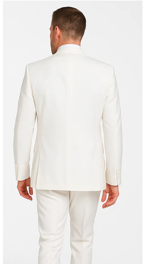 Tailored Men’s Suit in Winter White – Rossi Man ELI RM202 Formal 3-Piece Set - Image 4