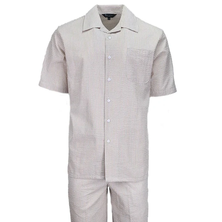 Tan Seersucker 2pc Set