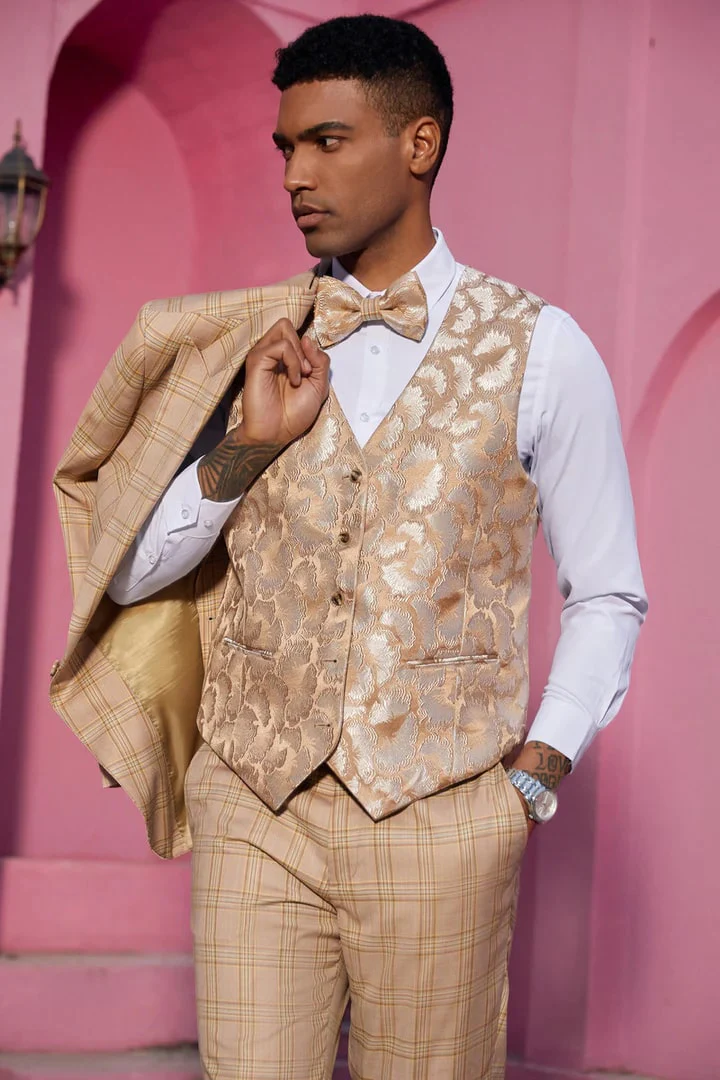 Tan Suits For Wedding - Tan Groomsmen Suits - Tan Peak Lapel Tuxedo - Image 2