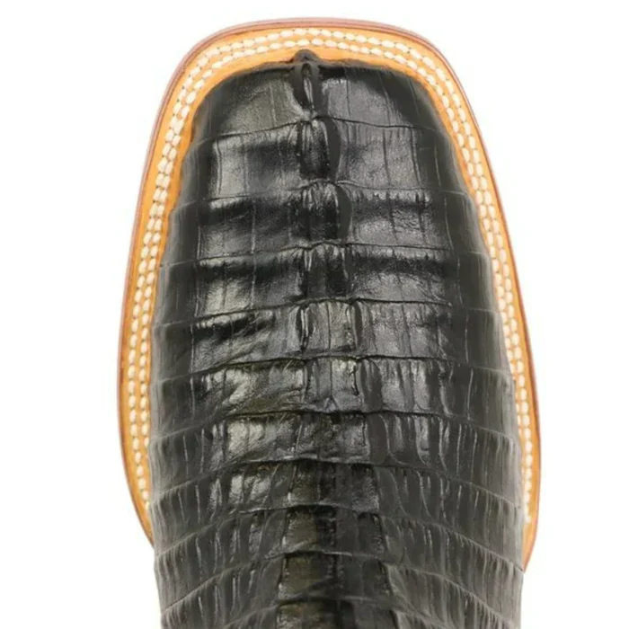 Men's Lufkin Print Caiman Tail Square Toe Boots Black - Image 2
