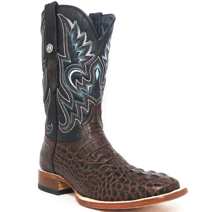 Tanner Mark Men's Hudson Print Caiman Tail Square Toe Boots Cognac - Image 3