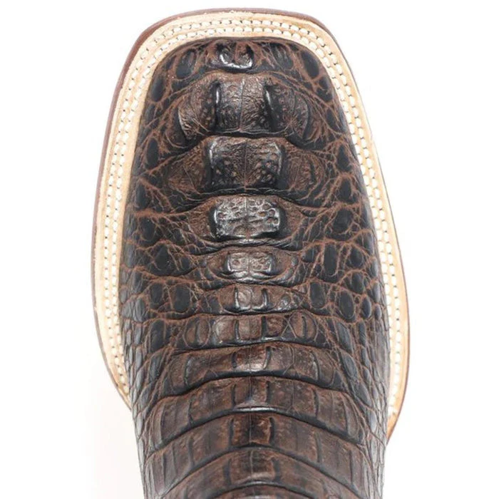 Tanner Mark Men's Hudson Print Caiman Tail Square Toe Boots Cognac - Image 4