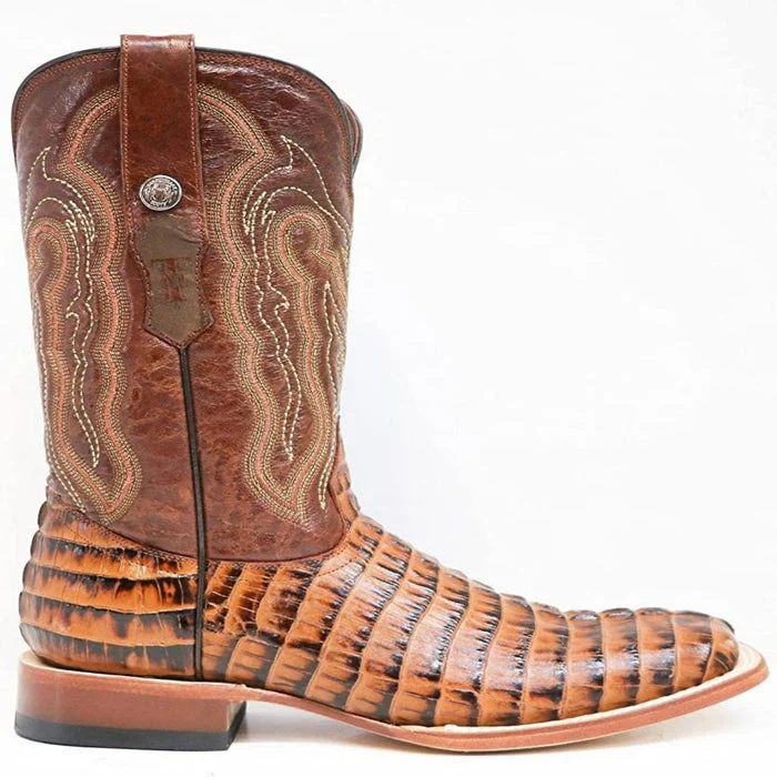 Tanner Mark Men's Marshall Print Caiman Tail Square Toe Boots Brown - Image 3