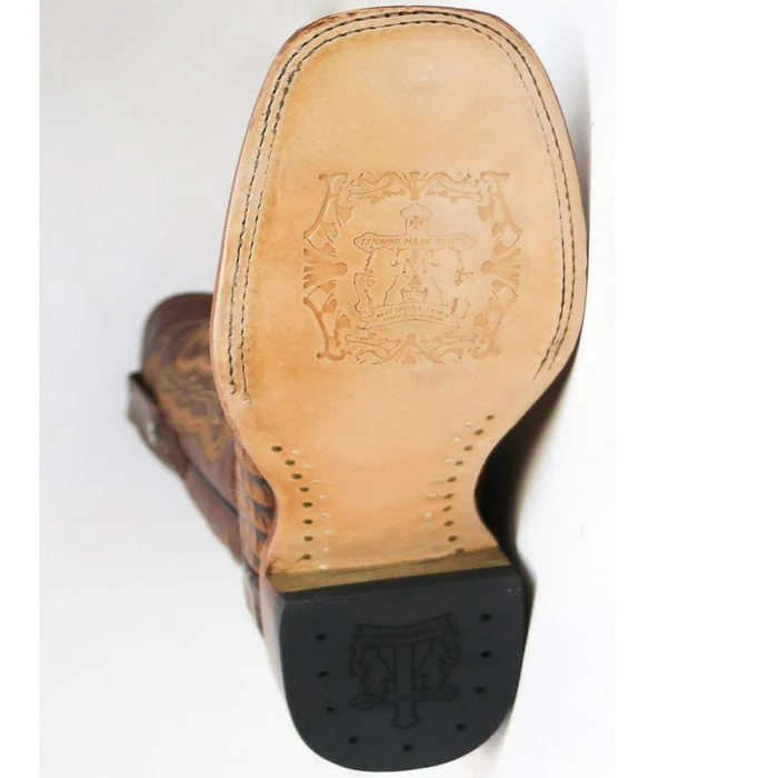 Tanner Mark Men's Marshall Print Caiman Tail Square Toe Boots Brown - Image 7
