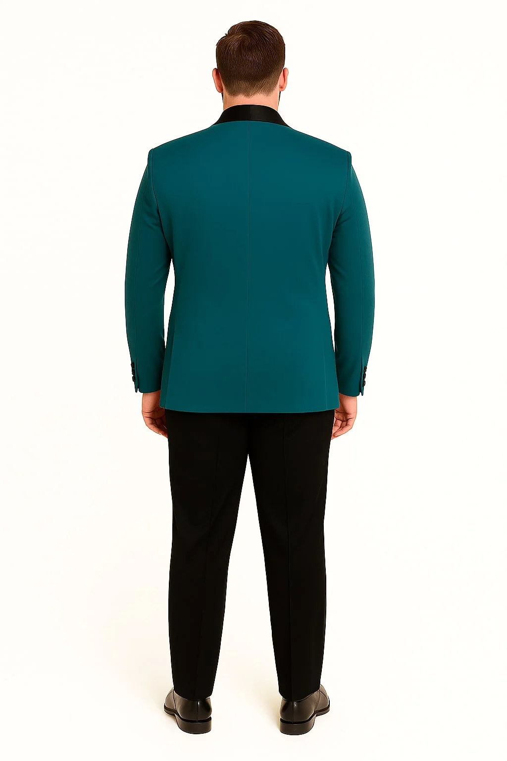 Teal Velvet Tuxedo for Men – One Button Black Satin Lapel Formal Suit with Bow Tie - Image 2