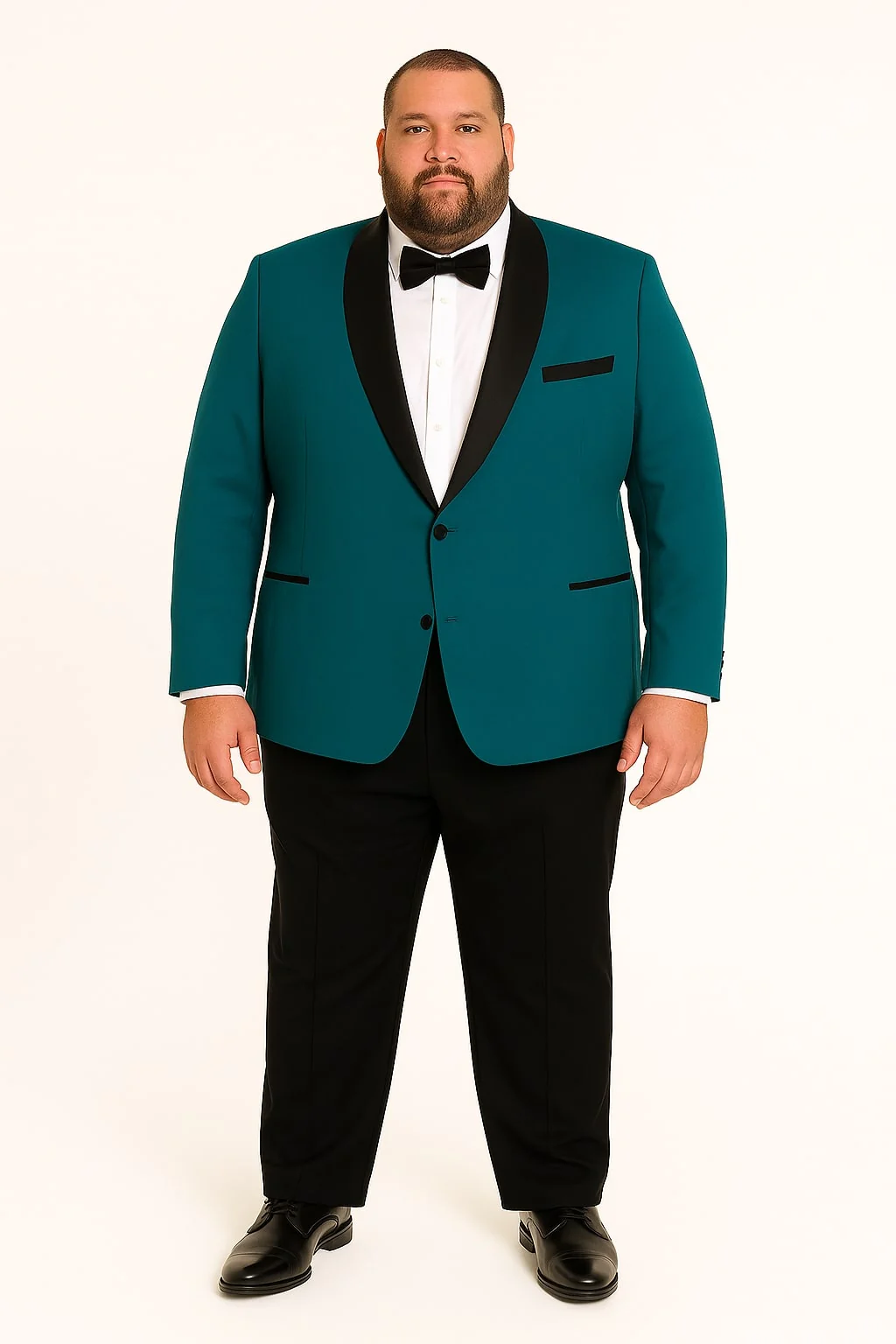 Teal Velvet Tuxedo for Men – One Button Black Satin Lapel Formal Suit with Bow Tie - Image 3