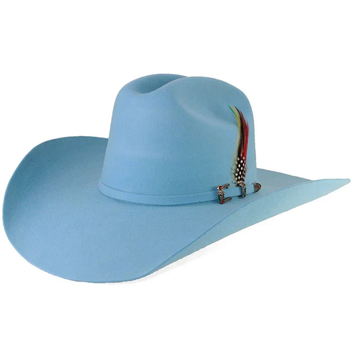Texana para Mujer 100X Color Azul Cielo con Plumas STONE - Image 3