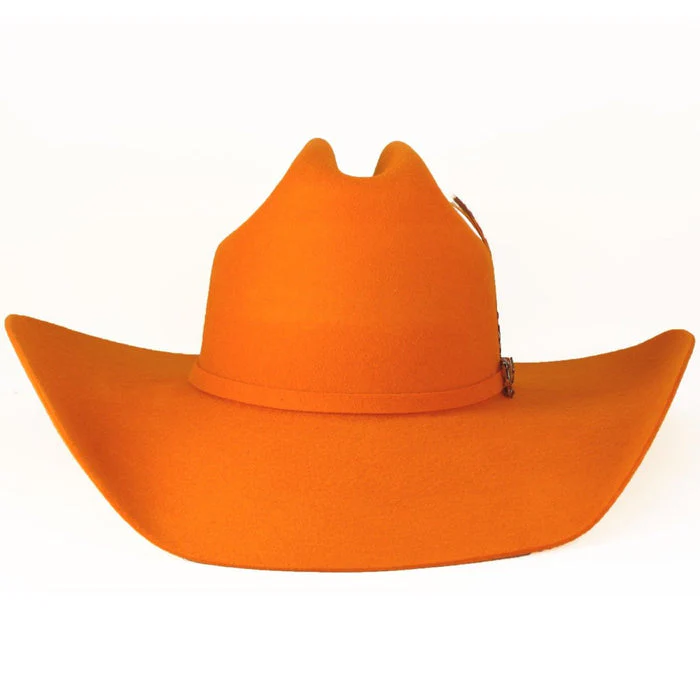 Texana Sombrero Vaquero para Mujer 100X Color Naranja con Plumas - Image 2