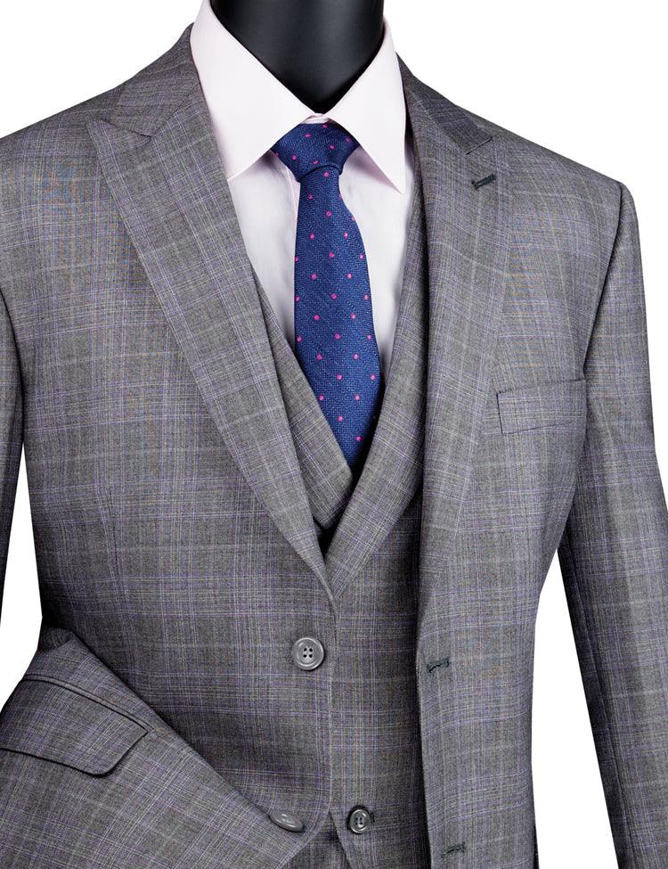 Three Piece Glen Plaid Gray Suit - Image 2