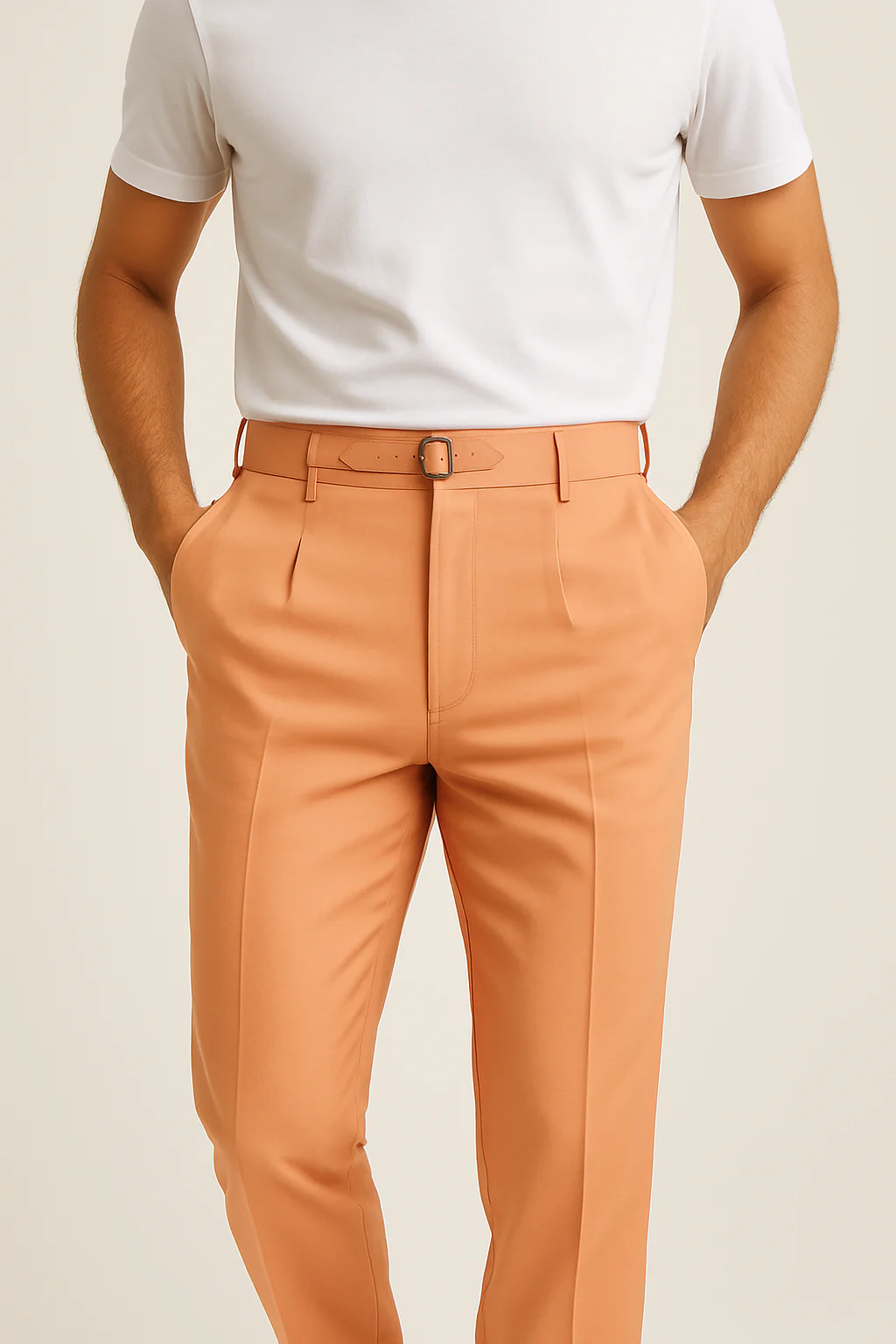 Tiglio Luxe Creamsicle Semi-Wide Leg Wool Marbella Dress Pants TL4013 - Image 2