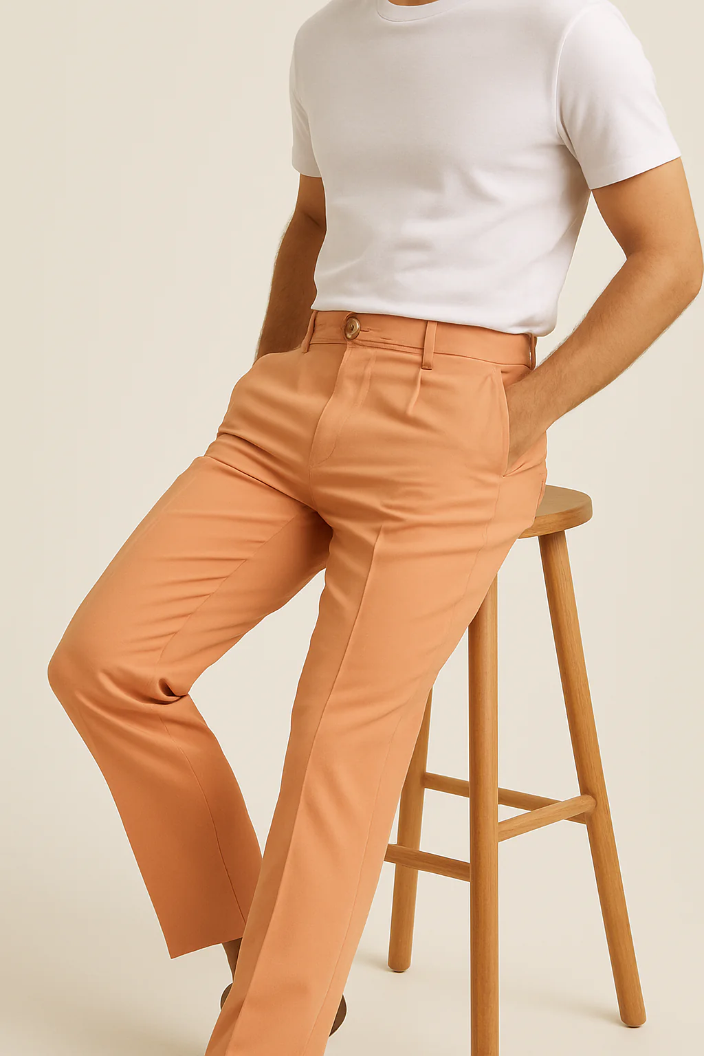 Tiglio Luxe Creamsicle Semi-Wide Leg Wool Marbella Dress Pants TL4013 - Image 5
