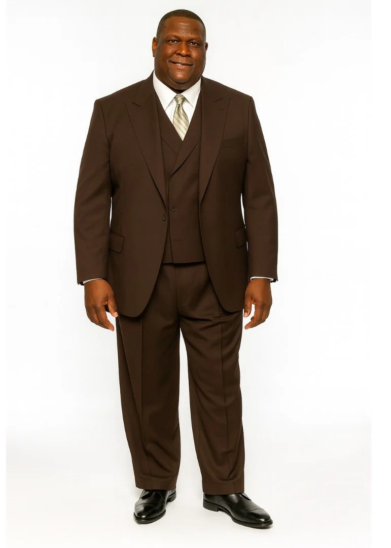 Tiglio Rosso Men’s Choclate Brown 3 Piece Suit –Double Breasted Vest with Classic 100% Wool Super 150's Fabric - Pleated Pants - Image 5