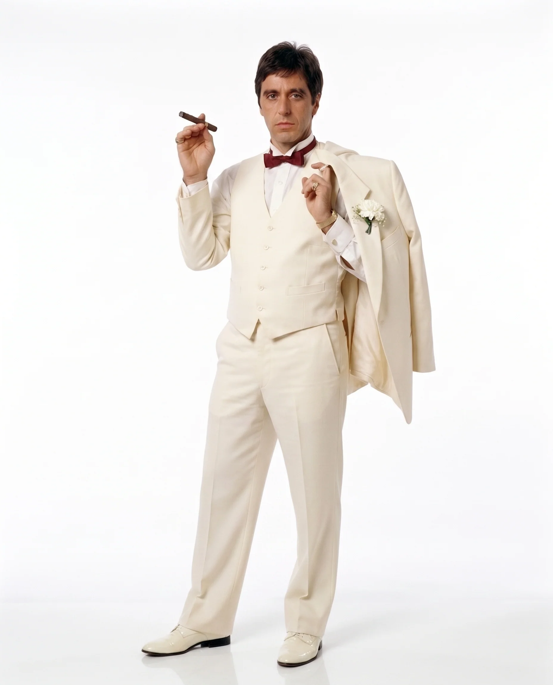 Tony Montana’s Ivory Vested Suit – Classic Ivory 3 Piece Suit for Wedding, Formal and Evening Wear - Image 5