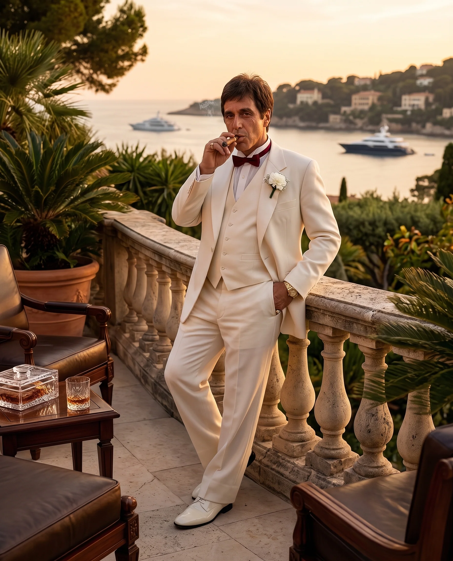 Tony Montana’s Ivory Vested Suit – Classic Ivory 3 Piece Suit for Wedding, Formal and Evening Wear - Image 9