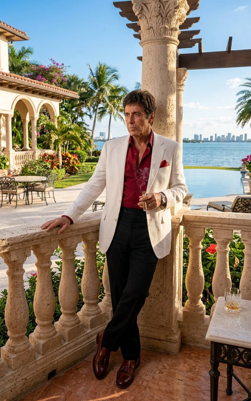 Tony Montana’s White Blazer Red Shirt Black Pants – Men’s White Blazer Outfit with Red Shirt and Black Trousers for Party, Wedding and Vintage Style Wear - Image 8