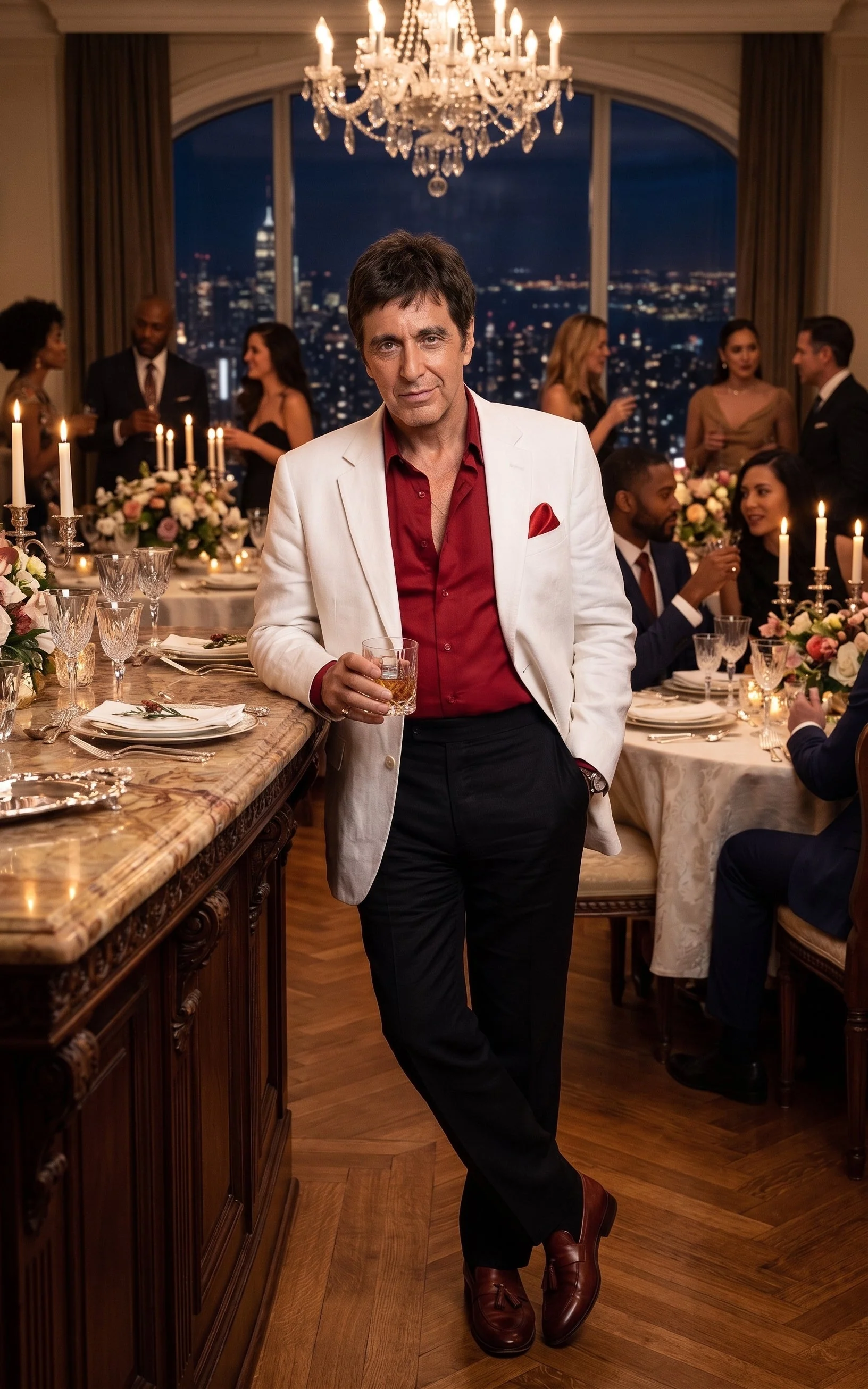 Tony Montana’s White Blazer Red Shirt Black Pants – Men’s White Blazer Outfit with Red Shirt and Black Trousers for Party, Wedding and Vintage Style Wear - Image 9