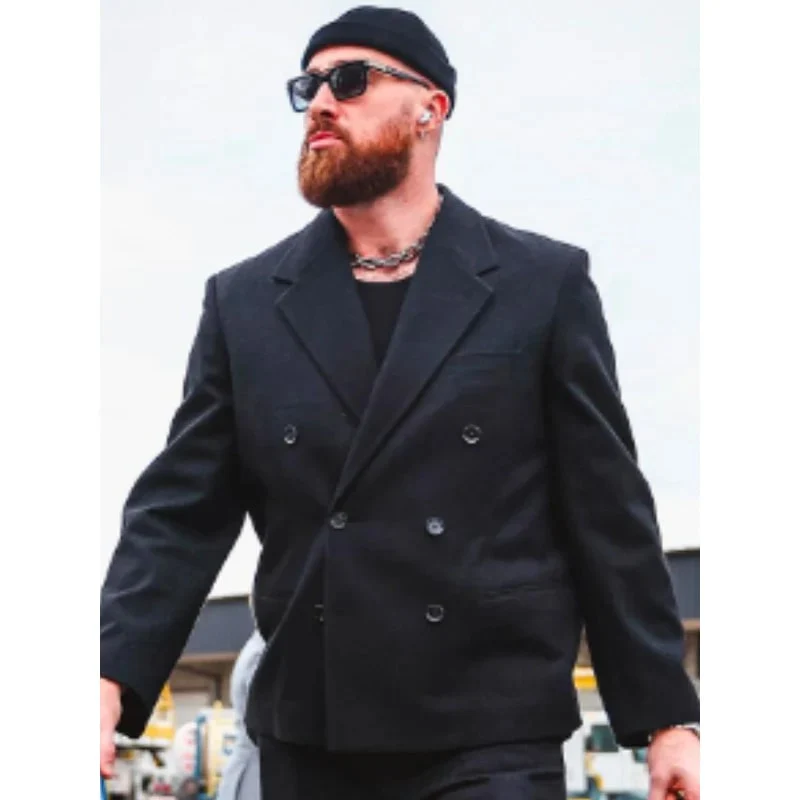 Travis Kelce AFC Championship Rounded Cuffs Black Suit - Image 3